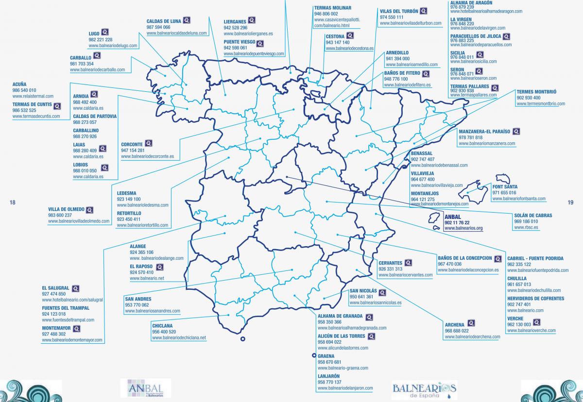mapa de balnearios de España